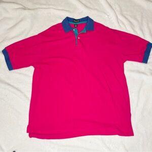 Jonathan Corey Vintage Pink Polo Shirt with Blue Trim